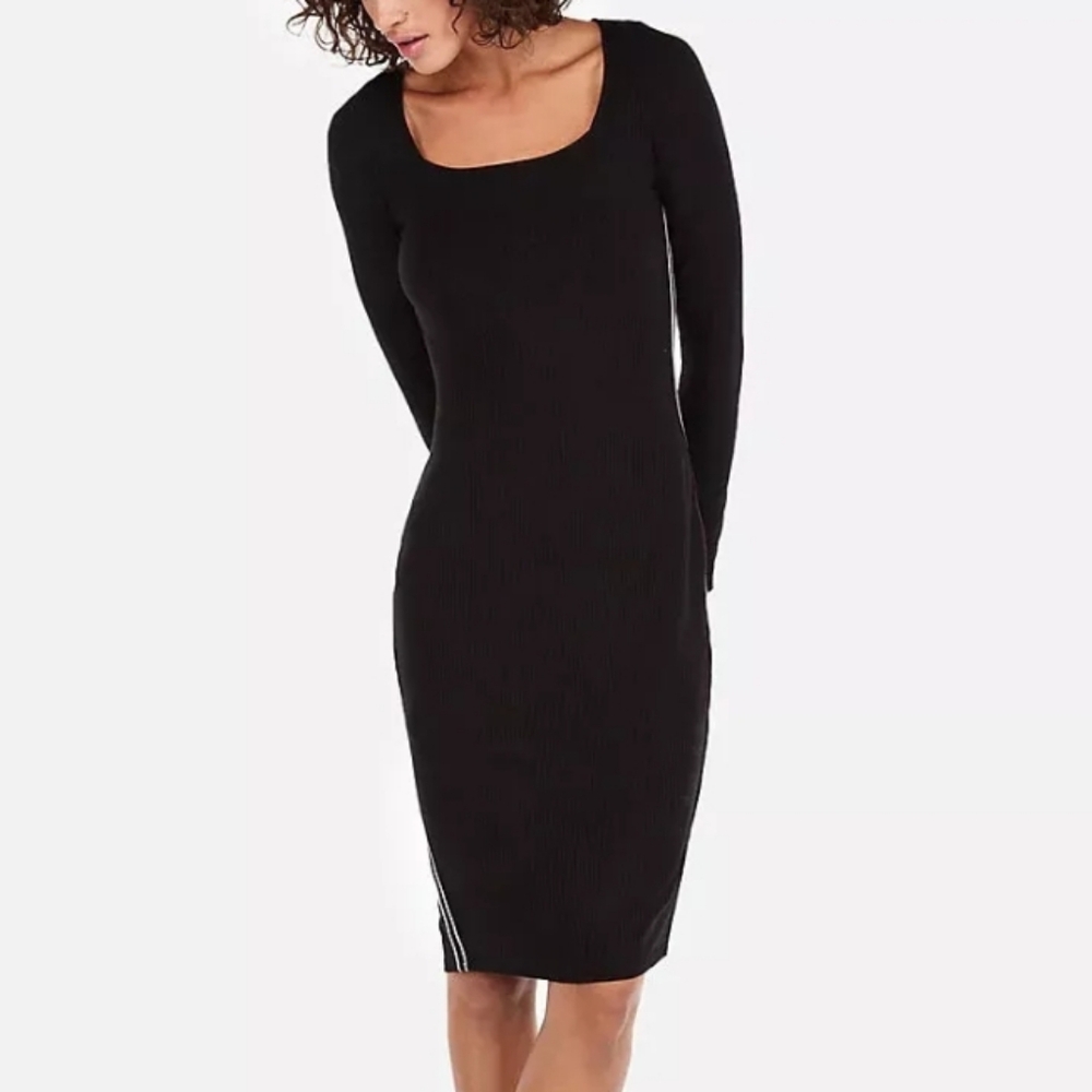Express Ribbed Dress with Side Stripe